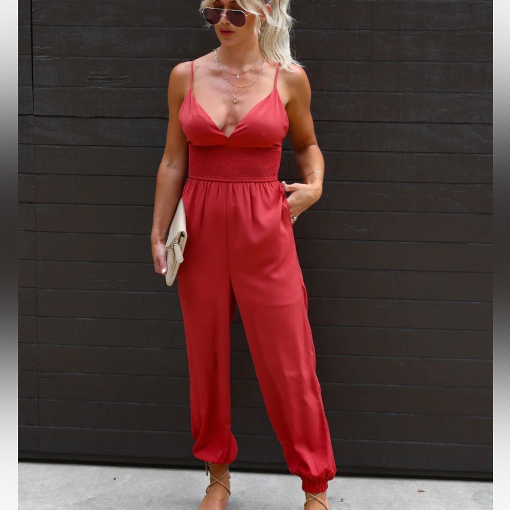 Womens smocked jumpsuit